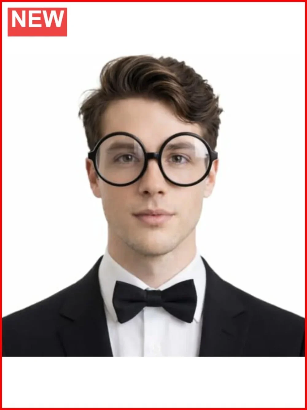 Round Nerd Costume Glasses Black Plastic Retro Circle Frames